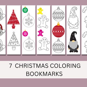 7 Printable Coloring Bookmarks for Christmas to color, Coloring School Activity, INSTANT DOWNLOAD Coloring Page, Christmas coloring bookmark