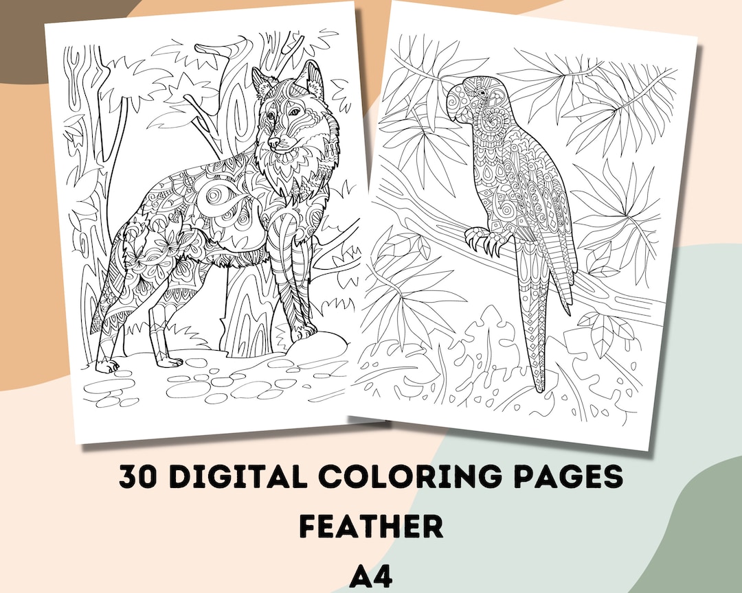 30 Animal Coloring Pages, Adult and Children Coloring Page, Coloring