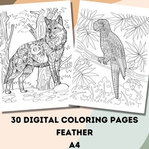 30 Animal Coloring Pages, Adult and Children Coloring Page, Coloring