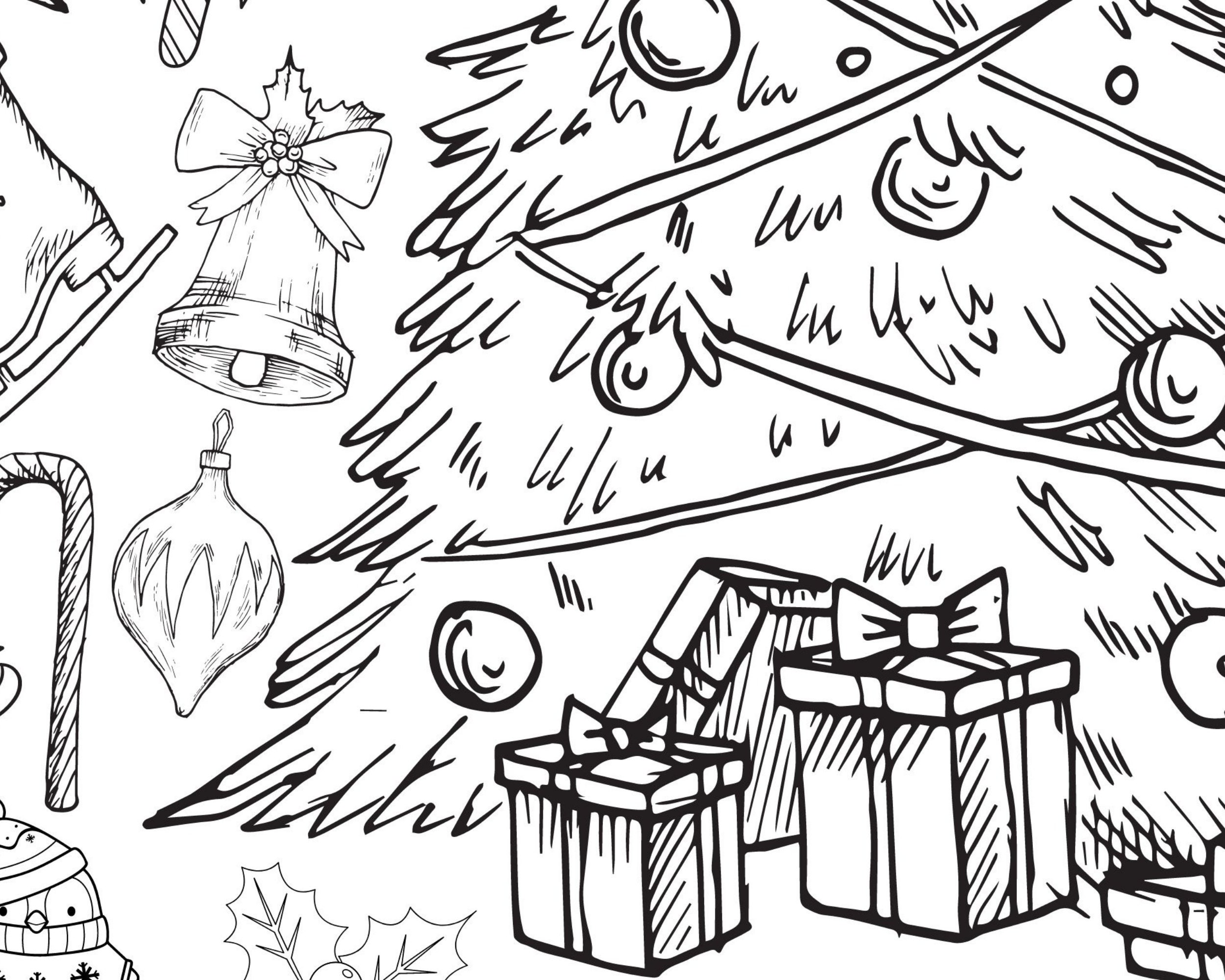 Giant Christmas Coloring Poster, Holiday Coloring Pages, Christmas Tree