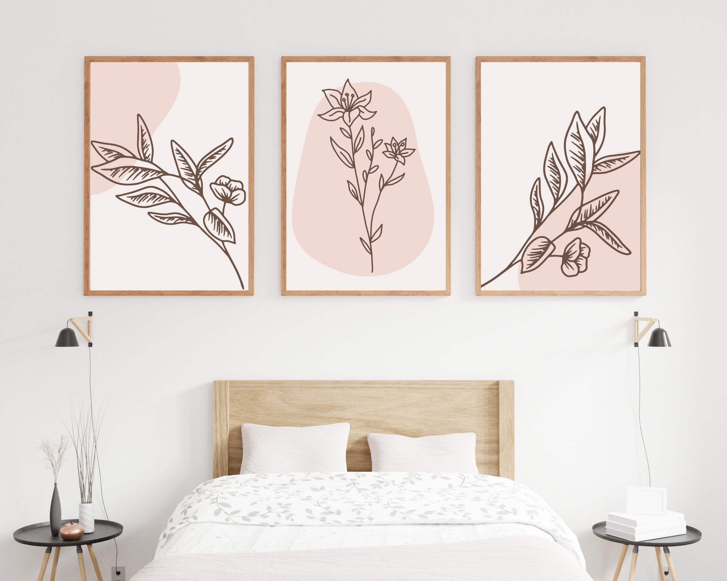 Minimalist Floral Wall Art, Flower Line Art Prints, Botanical Print ...