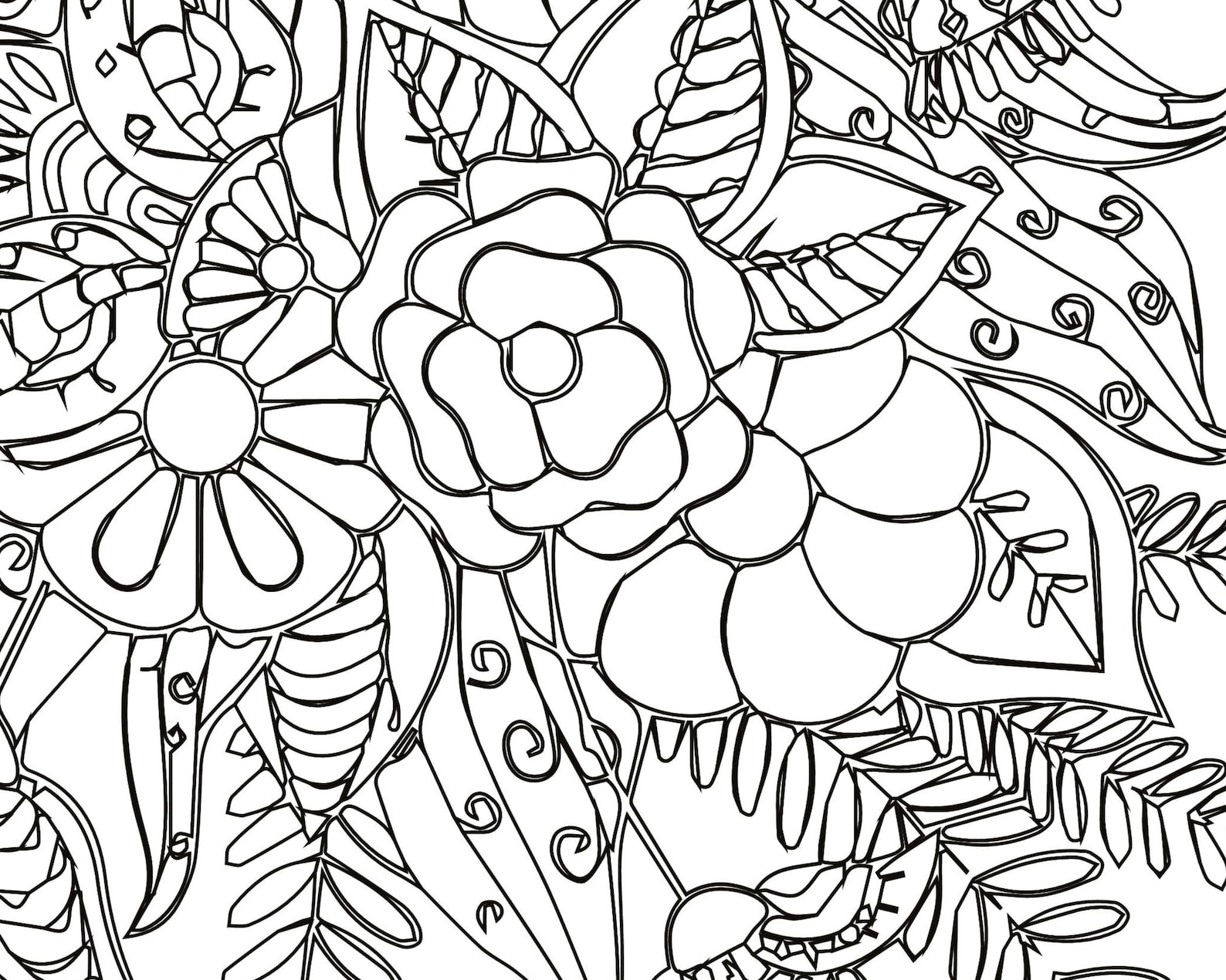 Giant Coloring Poster, Floral Coloring Poster, Adult Coloring Page