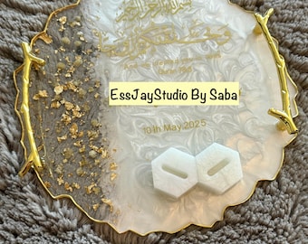 Luxury Resin Wedding Tray: Nikkah Ceremony Ring Display