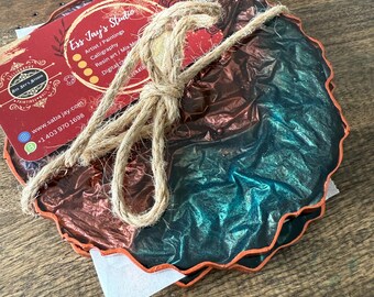 Metallic Copper Resin Coasters: Velvet Look, Custom Color, Set of 2/4/6