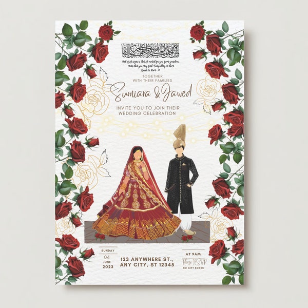 Digital Pakistani wedding/Nikkah Invitations,Invitation & Digital cards, Muslim Pakistani wedding cards /Traditional wedding card invitation
