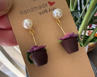Cutest polymer clay earrings-handcrafted-Best gift ideas-multiple designs-Hanging pots