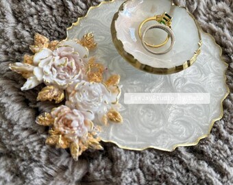 Resin Engagement/ Nikkah Tray, Resin Wedding Plaques, Handmade Resin Tray/with ring bowl/Luxury resin ring tray