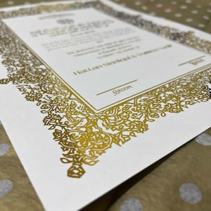 Certificat islamique NIKAH, A4/contrat de mariage islamique, certificat de mariage musulman de luxe A4, cadeaux de mariage, certificat Nikah feuille d'or