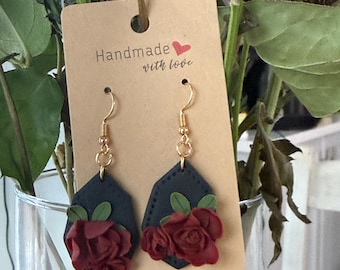 Mother's Day best roses-polymer clay earrings-handcrafted-Best gift ideas