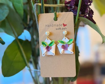 Handmade Polymer clay earrings-cute gifts-Envelop earrings