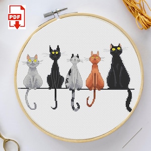 Schema punto croce gatto PDF - Arte divertente del gatto
