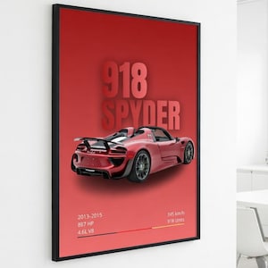 Porsche 918 Spyder Hybrid Hypercar-tryck, högteknologisk väggkonst, digital nedladdning, bilaffisch