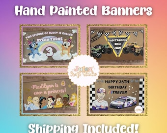 Striscione personalizzato dipinto a mano / Sfondo per feste personalizzato / Decorazioni per lauree, compleanni ed eventi
