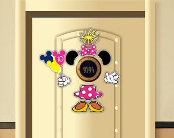 Minnie Birthday Balloons and Hat Magnet Disney Cruise Door Magnets/Birthday Balloon Magnet/Birthday Disney Magnet/Minnie Balloon Magnet
