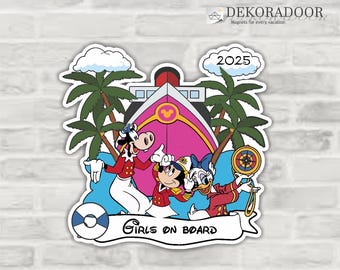 Imán para puerta de camarote de crucero de Disney inspirado en Disney de Mickey y sus amigos para viaje de chicas/Imán de Mickey/Imán de DCL/Imán para viaje de chicas/