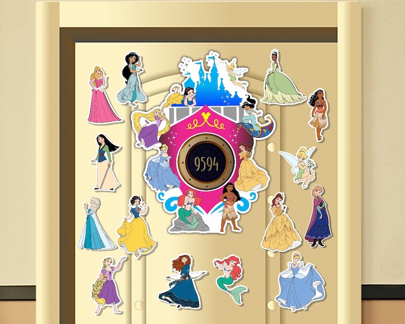 Princess Disney Inspired Disney Cruise Suite Door Magnets/Disney Princess Door Magnet/Cruise Magnet/Disney Cruise Decor/Disney Cruise Magnet 14Princess & LGBoat