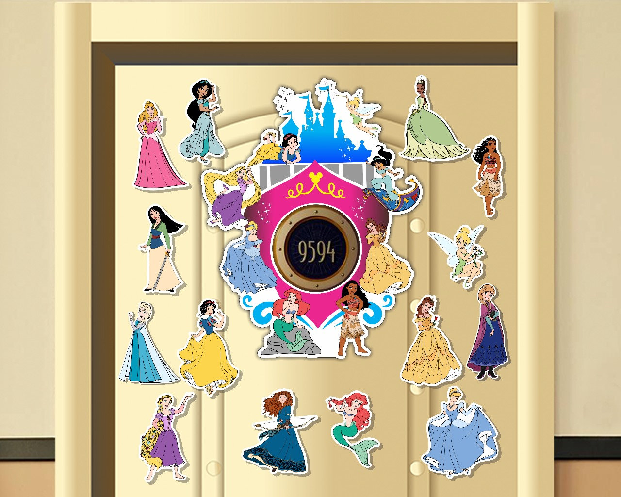 Princess Disney Inspired Disney Cruise Suite Door Magnets/Disney Princess Door Magnet/Cruise Magnet/Disney Cruise Decor/Disney Cruise Magnet