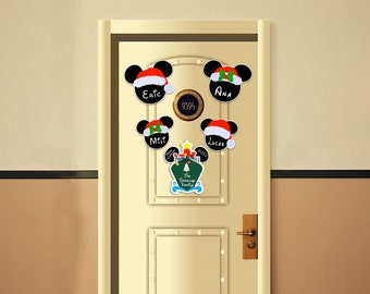 Santa Hat Mickey and Minnie Disney Inspired Disney Cruise Suite Door Magnets/Christmas Door Magnet/Very Merry Christmas Disney Cruise Magnet
