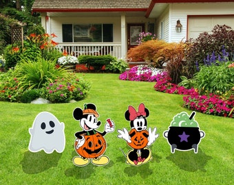 Halloween Mickey and Minnie inside pumpkin Yard Sign/ Disney Inspired Front Yard Decoration/ Disney Halloween Decoration