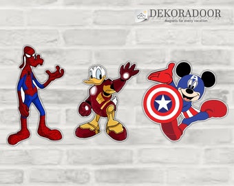 Aimant 3D super-héros avec lumières LED Aimant super-héros Mickey et ses amis pour cabine Disney Cruise/Aimant super-héros Marvel/Décoration DisneyCruise