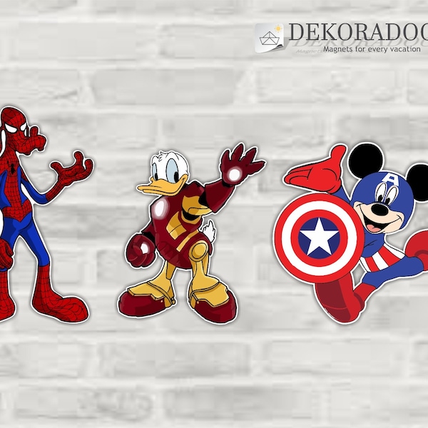Superheld Micky und Crew Disney inspiriert Disney Cruise Suit Türmagnete / Marvel Superhero Türmagnet / Kreuzfahrtmagnet / Disney Cruise Decor /