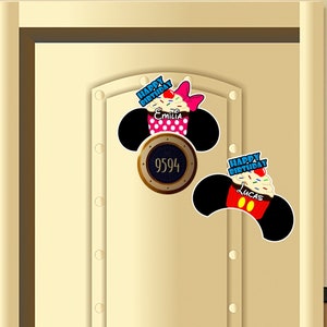 Birthday ears Mickey and Minnie Cupcake around number Disney Cruise Suite Door Magnets/ Mickey Cupcake ears room number magnet /