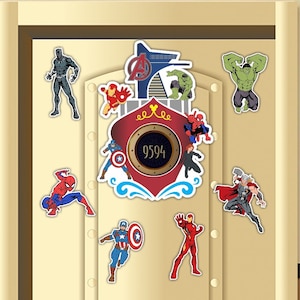 Superhero Avengers Cruise around number Disney Cruise Suite Door Magnets/Spiderman boat around the room number magnet /DCL Room door magnet