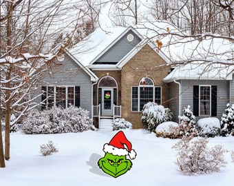 Grinch & Max Christmas Fence Peeker Yard Signs W/ LED Lights Outdoor Decorations - View #4