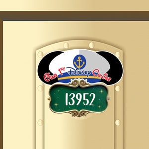 Our First Cruise Mickey Ears around number Wish Disney Cruise Suite Door Magnets/Sailor mickey and Minnie Wish Cruise Door/Wish Room magnet