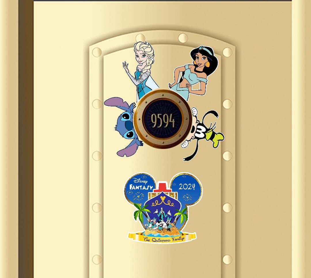 Goofy and Stitch Elsa and Jasmin Magnet Around Number Disney