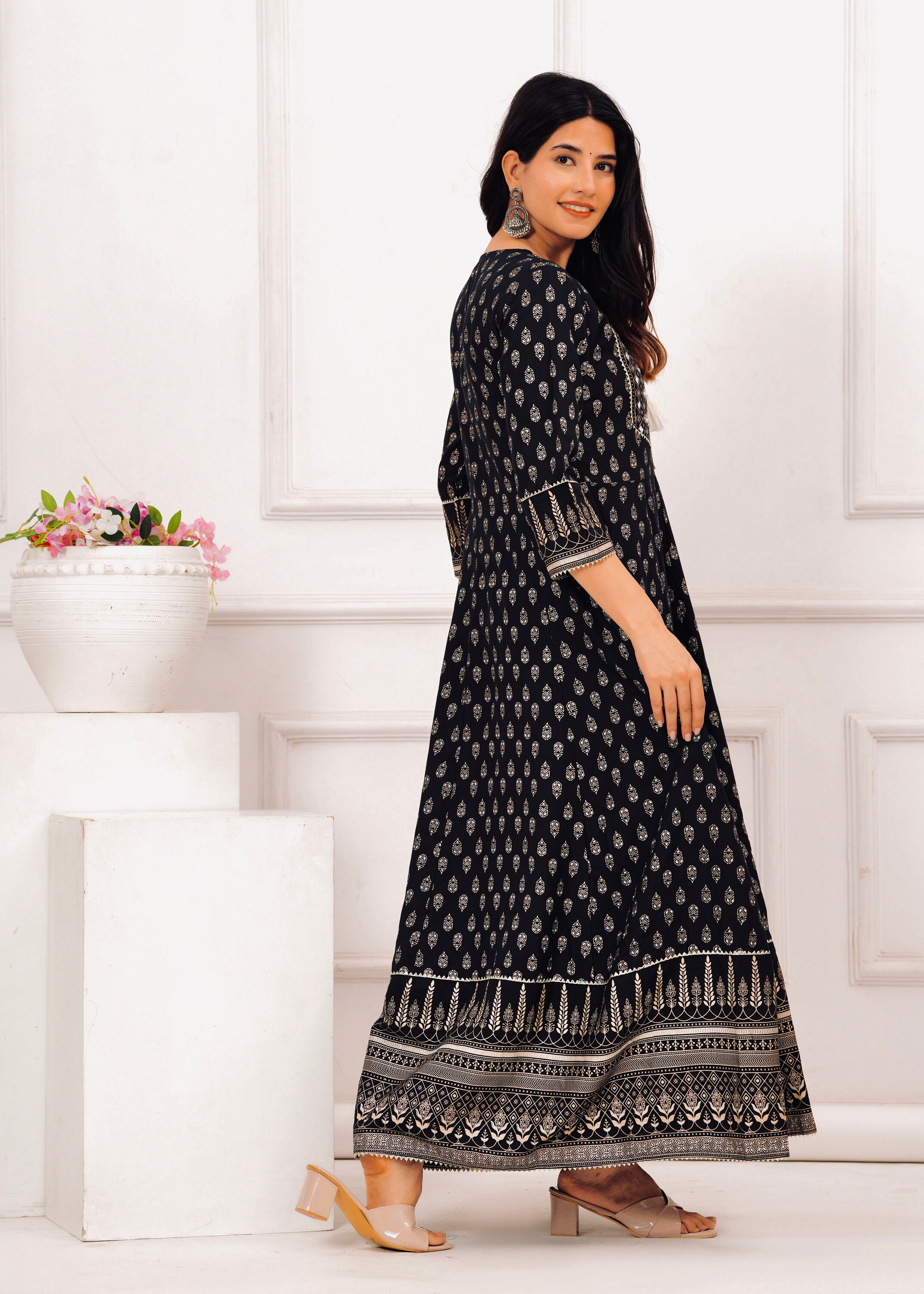 Pure Cotton Anarkali Kurti Pant Set with Digital Print Dupatta – Pakistani Style Women’s Ethnic Wear