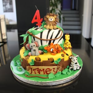 Cake topper animali safari in pasta di zucchero
