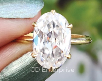 Rose geslepen ovale moissanite ring, ovaal geslepen verlovingsring, solitaire trouwring, vintage oude plat geslepen moissaniet ring, verjaardagscadeaus