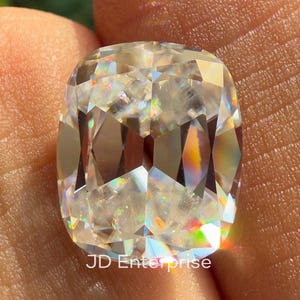 Old Mine Cushion Cut Solitaire Loose Moissanite Diamond, 5.75 CT Antique OMC for Jewelry Making, Customized Engagement or Wedding Ring