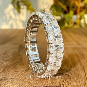 Radiant Cut Moissanite Full Eternity Band, Wedding Band, Moissanite Eternity Band for Women, Gold Promise Band, Matching Band, Bridal Set