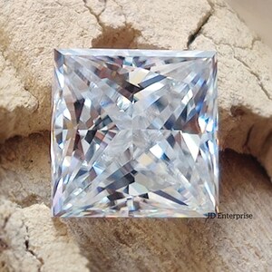 Colorless Princess Cut Handcrafted Loose Moissanite, Stone for Solitaire Ring or Anniversary Ring, Loose Moissanite for Pendant and Earrings