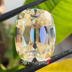 Huge 7.50 CT Off White Cushion Old Mine Cut Loose Moissanite for Vintage Engagement/Wedding Ring, VVS OMC Cushion for Jewelry Making