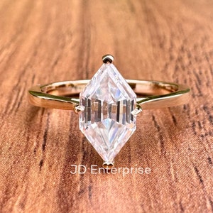 Step Cut Dutch Marquise Solitaire Moissanite Engagement Ring, Bridesmaid Ring, 14k Yellow Gold Proposal Ring Anniversary Gift Ring for Women