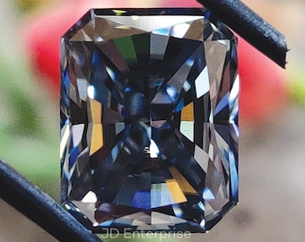 2.00CT Grey Radiant Cut Loose Moissanite for Engagement Ring/ Antique Cut/ Vintage for Ring/ Grey Radiant Moissanite for Wedding Ring
