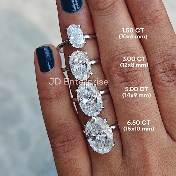 Pierścionek zaręczynowy owalny, obrączka ślubna z diamentem z moissanitu dla kobiet, owalny pierścionek z moissanitem o masie od 1,50 do 6,50 ct, prezent na rocznicę