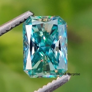 2.00CT Royal Blue Radiant Cut Loose Moissanite For Engagement Ring/ Antique Radiant Cut/ Vintage For Ring/ Aqua Blue Moissanite For Gift