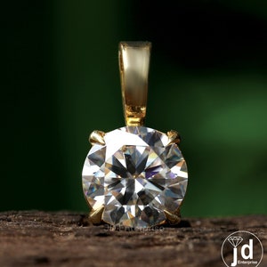 2.42CT Round Brilliant Cut Colorless Moissanite Pendant/ Basket Setting/ Solitaire Charm Pendant/ Anniversary Gift for Her/ Birthday Gift