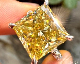 CT Princess Cut Canary Yellow Moissanite Engagement Ring
