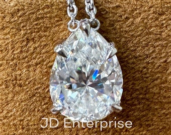 Colorless 4.00 CT Pear Shape Moissanite Pendant for Women, Tear Drop Moissanite Pendant, Anniversary Gift for Her, Bridal Wedding Pendant