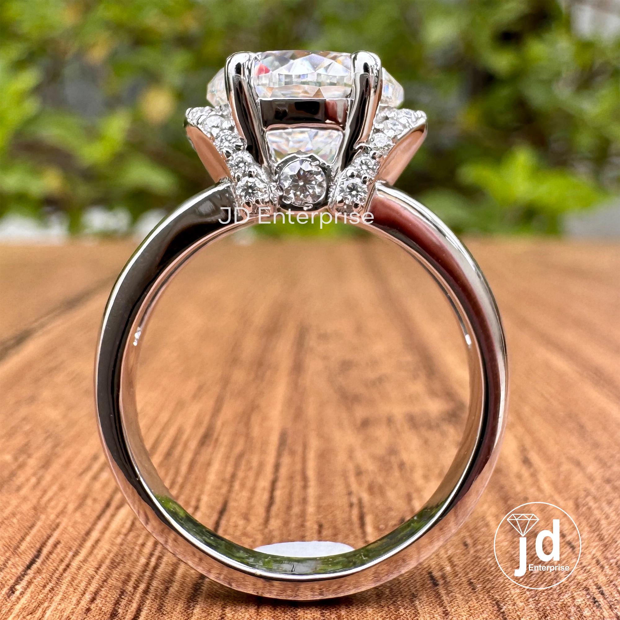 Half Star Colorless Vintage Style Engagement Ring, 3.50 CT Colorless Portuguese Cut ...