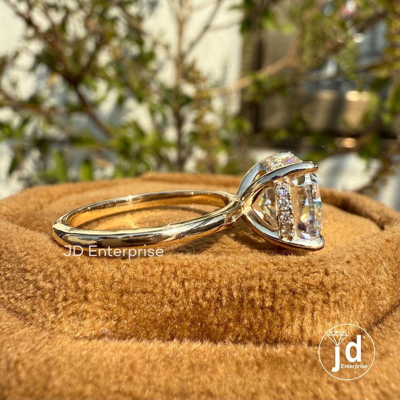 Hidden Halo Moissanite Ring, Hidden Halo Engagement Ring, Hidden Halo Wedding Ring,