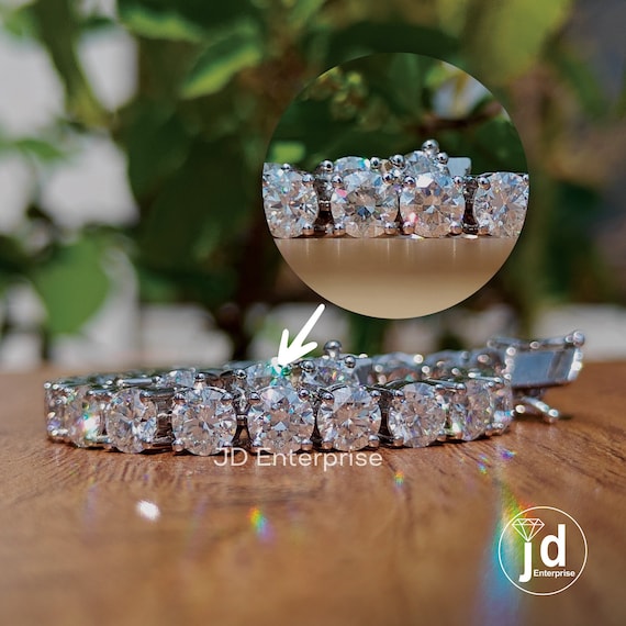 MM Colorless Round Cut Moissanite Tennis Bracelet, Celebrity Style  Wedding Bracelet, Stackable Bridal Set Bracelet, Anniversary Gift