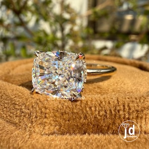 Hidden Halo Engagement Ring, Hidden Halo Wedding Ring, Hidden Halo Bridal Set, Hidden Halo Cushion Cut Ring, Solitaire Moissanite Ring, Solitaire Engagement Ring, Solitaire Wedding Ring, Solitaire Moissanite Bridal Set Ring