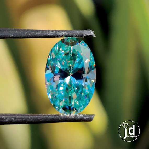 3.50CT Oval Cut Cyan Blue Loose Moissanite/ Customized Jewelry with Handcrafted Moissanite/ Oval Solitaire/ Moissanite for Semi Mount Ring