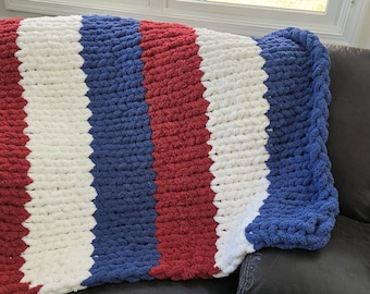 Chunky yarn throw blanket